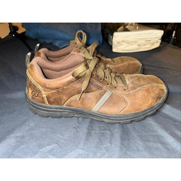 Skechers Shoes Mens‎ 8 Relaxed Fit Superior Levoy Oxford Brown Leather 64224 - Picture 1 of 7